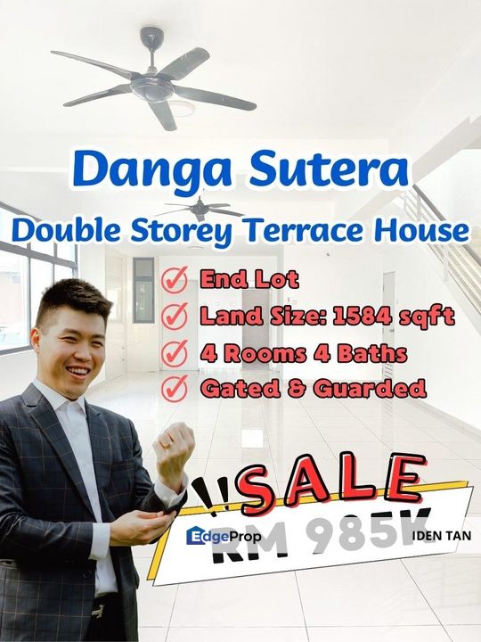 Danga Sutera Double Storey Terrace House End Lot For Sale Near Sutera Utama. Uda Utama, Bukit Indah, Nusa Bestari, Tun Aminah, Perling, Promenade, Johor, Skudai
