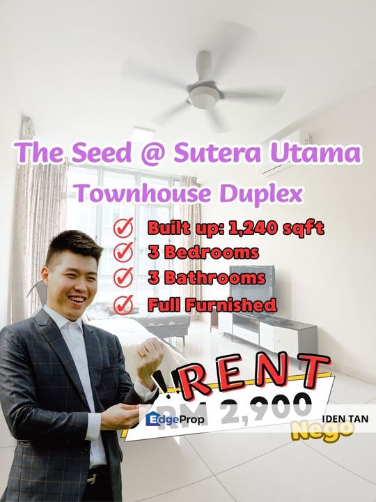 The Seed @ Sutera Utama Fully Furnished Townhouse Duplex For Rent Near Tun Aminah, Midas Perling, Raffles Suites, Uda Utama, Nusa Bestari, Bukit Indah, Johor, Skudai