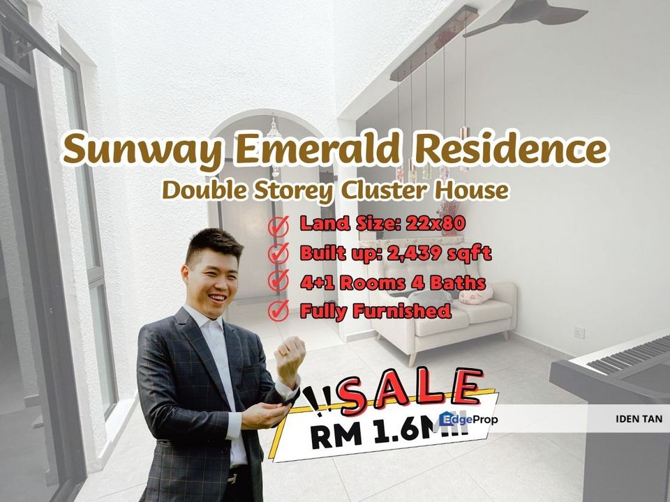 Sunway Emerald Residence Double Storey Cluster House Fully Furnished Unit Near Citrine Lakehomes, Avira, Ledang Heights, Iskandar Puteri, Medini, Johor, 