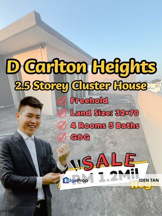 D Carlton Heights 2.5 Storey Cluster House Renovated Unit For Sale Near Bukit Skudai, Tun Aminah, Taman Nesa, Sri Putri, Sri Skudai, Bukit Gemilang, Johor, Skudai