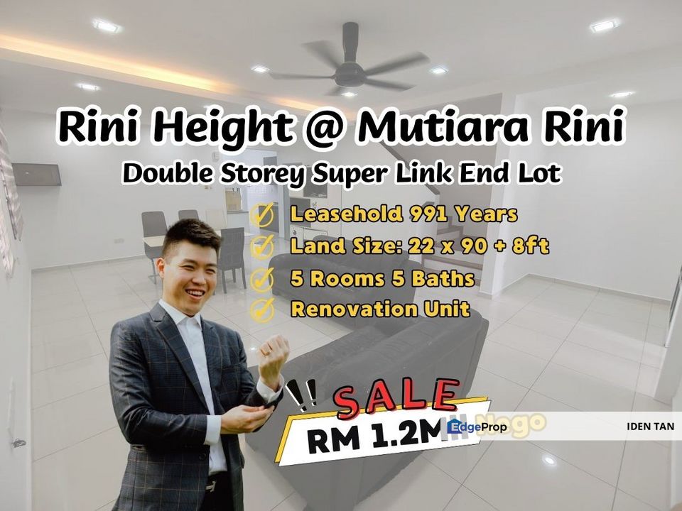 Rini Heights Mutiara Rini Double Storey Super Link End Lot Renovated Unit For Sale Near Rini Homes, Rini Hills, Tun Aminah, Mutiara Mas, Sutera Utama, Johor, Skudai