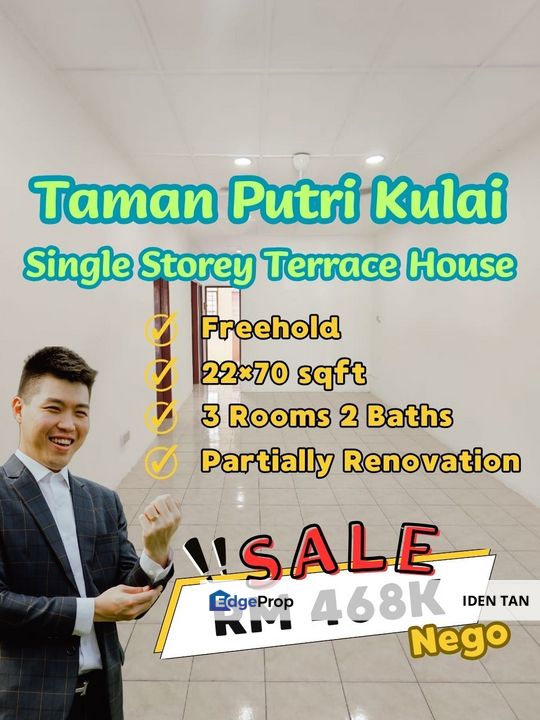 Taman Putri Kulai Single Storey Terrace House For Sale Near Taman Tropika, Lagenda Putar, Industri Kulai, Taman Permai, Taman Gemilang, Bandar Putra, Johor, Kulai