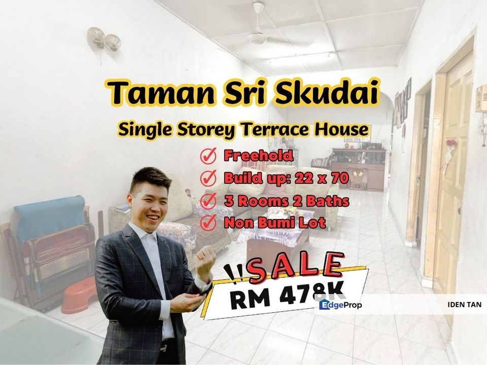 Sri Skudai Single Storey Terrace House For Sale Near Sri Putri, Taman Harmoni, Desa Skudai, Impian Emas, Mutiara Rini, Tun Aminah, Taman Nesa, Skudai, Johor, Skudai
