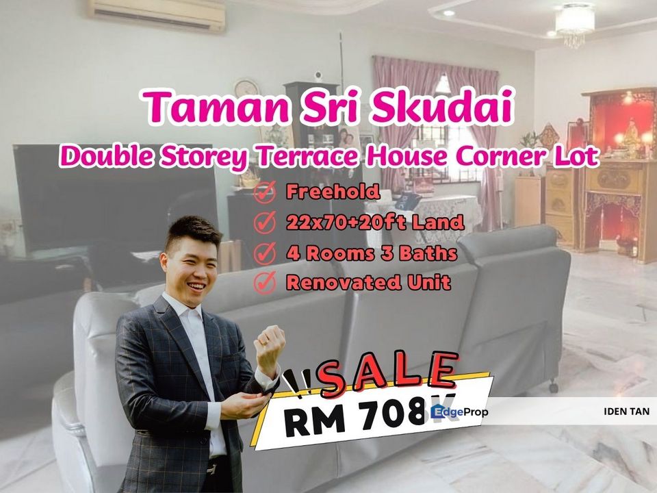 Sri Skudai Double Storey Terrace House Corner Lot Renovated Unit For Sale Near Sri Putri, Impian Emas, Tun Aminah, Taman Nesa, Sutera Utama, Skudai, Johor, Skudai