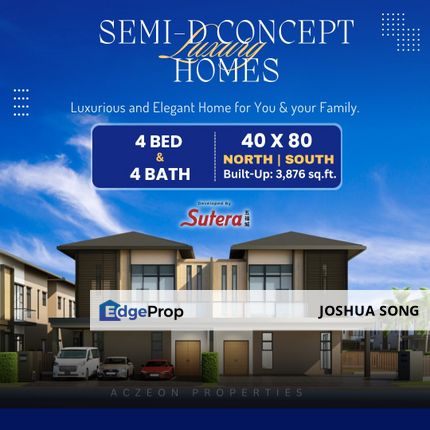 SUTERA GARDEN VILLAGE @ SUTERA UTAMA, SEMI-D CONCEPT CLUSTER HOUSE, FOR SALE, Johor, Skudai