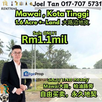 Kota Tinggi, Mawai 1.6Acre Land for Sale, Johor, Kota Tinggi