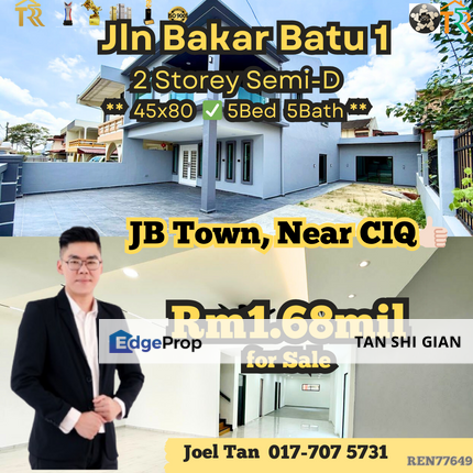 JB Town, Jln Bakar Batu SemiD for Sale, Johor, Johor Bahru