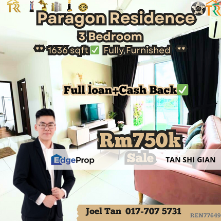JB Town, Paragon Residence 3Bedroom for Sale, Johor, Johor Bahru