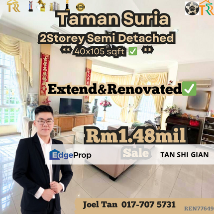 JB Town, Taman Suria SemiD for Sale, Johor, Johor Bahru