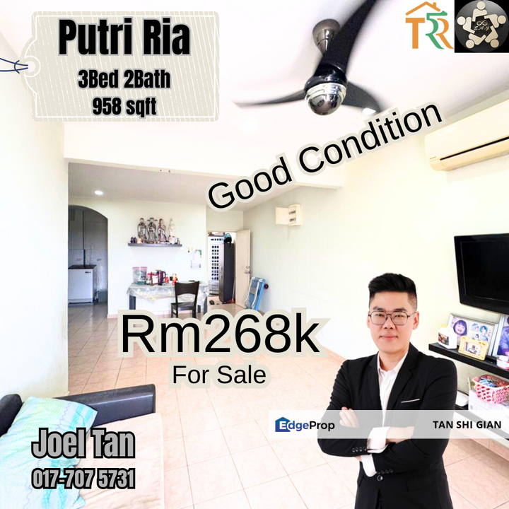 Megah Ria, Putri Ria 3Bedroom Apartment For Sale , Johor, Masai