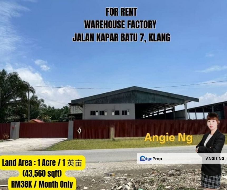 Jalan Kapar Batu 7 Klang, Factory Warehouse Near Main Road For Rent @ 1 Acre 43,560 sqft, Selangor, Klang