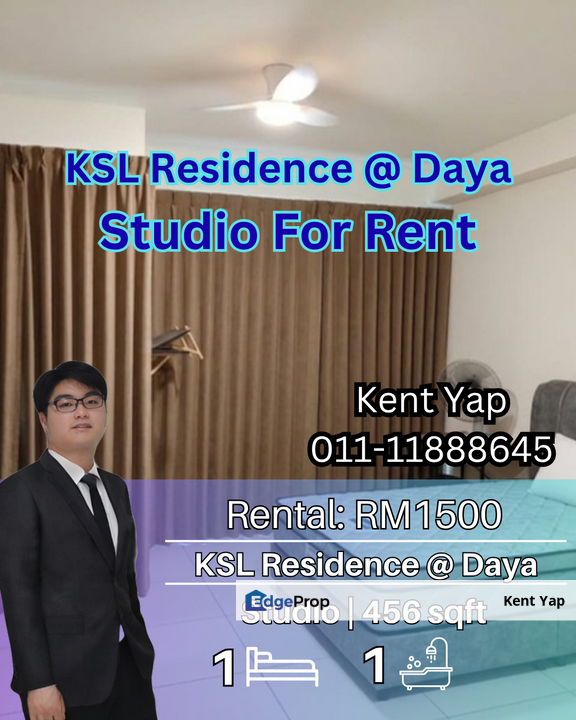 KSL Residence / Brand New Studio / Taman Daya / For Rent, Johor, Johor Bahru