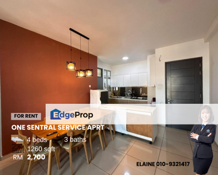 One Sentral Serviced Aprt (beside Bukit Indah) Fully Furnished 4R3B | RM2700 , Johor, Nusajaya