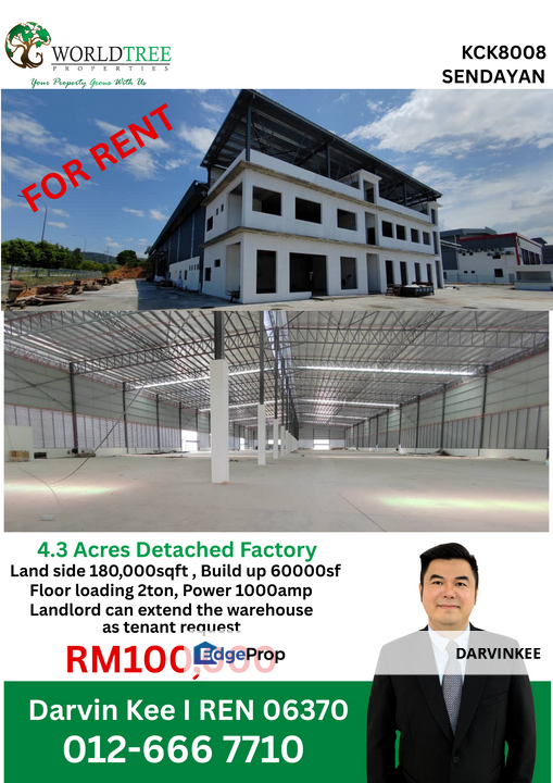 Sendayan Tech Valley Industrial Park  Warehouse For Rent, Negeri Sembilan, Siliau