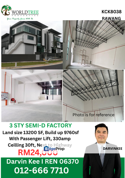 RAWANG 3STY SEMI-D FACTORY FOR RENT, Selangor, Rawang