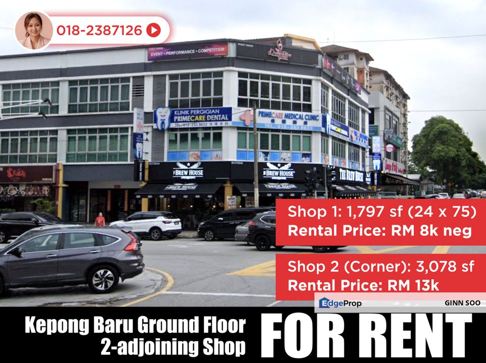 [Limited] 2-adjoining Kepong Baru Shop for RENT, Kuala Lumpur, Kepong