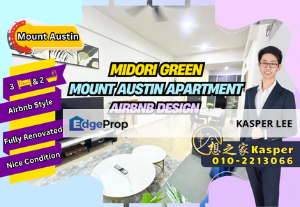 Midori Green Austin Heights Mount Austin Apartment For Sale Fully Renovated Unblock View Airbnb Style 3 Bedroom, Johor, Johor Bahru
