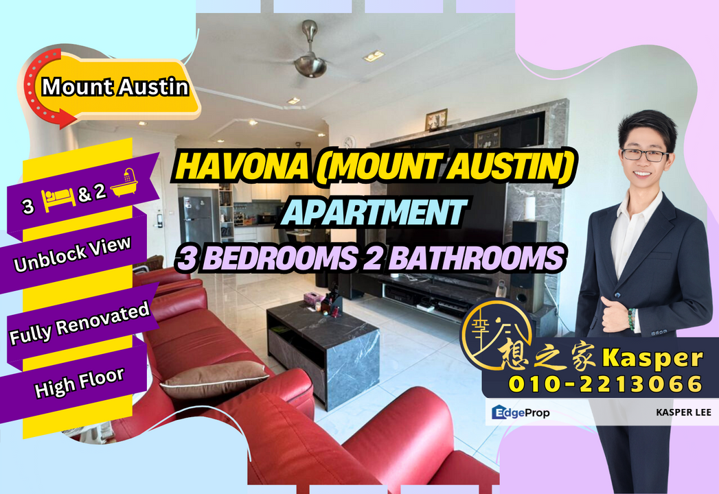 Havona Mount Austin Apartment Three Bedroom Unit For Rent Unblock View High Floor Fully Renovated, Johor, Johor Bahru