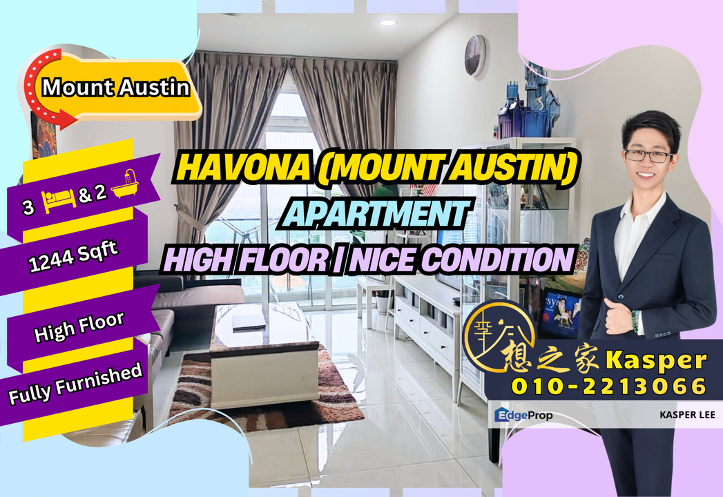 Havona Mount Austin Apartment Three Bedroom Unit For Sell Nice Conditon High Floor Fully Renovated, Johor, Johor Bahru