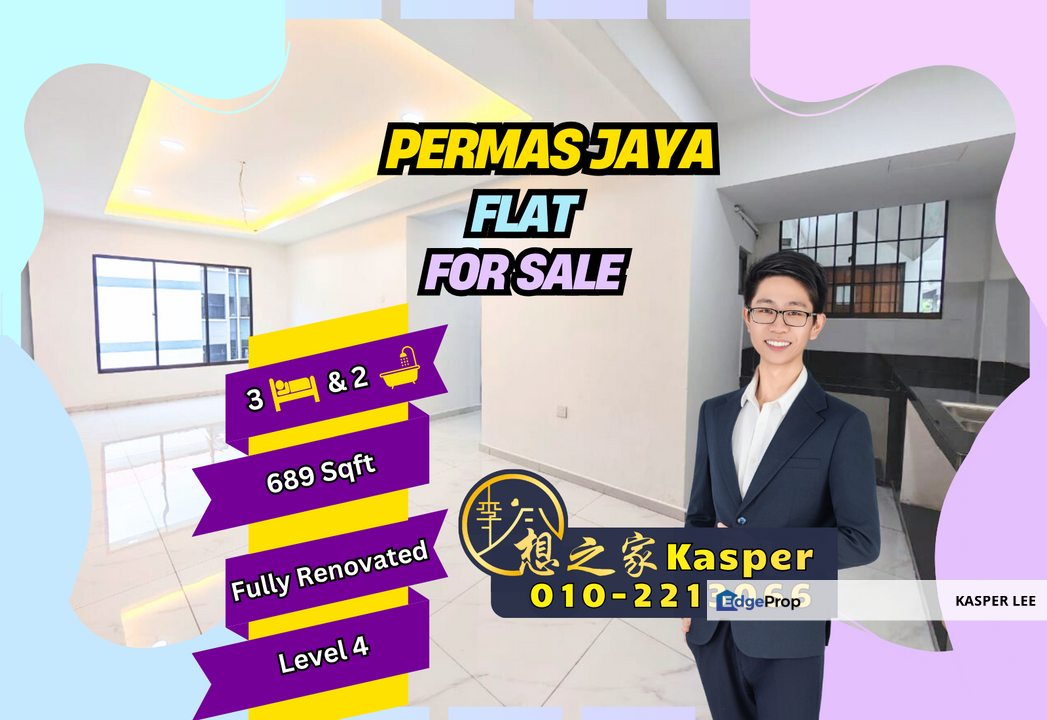 Permas Jaya Flat For Sale Rare Fully Renovated Hot Area, Johor, Johor Bahru