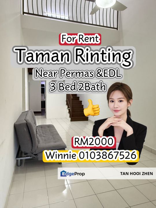 FOR RENT | Taman Rinting🌸  📍 Jalan Sierra Perdana Easy access to EDL & Pasir Gudang Highway, Johor, Masai