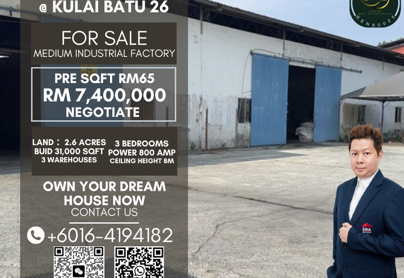 KULAI Kelapa Sawit Batu 24 Medium Industrial Factory LAND
