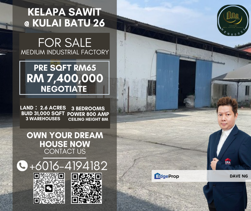 KULAI Kelapa Sawit Batu 24 Medium Industrial Factory LAND, Johor, Kulai