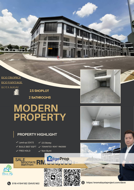 ECO TROPICS ECO VANTAGE 2.5 storey Shoplot, Johor, Pasir Gudang