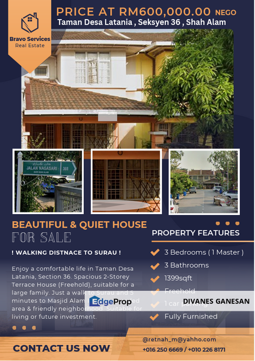 Desa Latania House For Sale, Selangor, Shah Alam