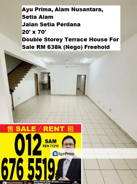 Ayu Prima, Alam Nusantara Setia Alam Double Storey Terrace House For Sale Negotiable, Selangor, Setia Alam/Alam Nusantara