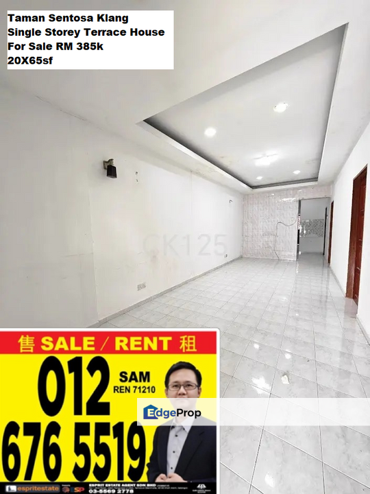 Taman Sentosa Klang Single Storey Terrace House For Sale Monthly Installment Below RM1600, Selangor, Klang