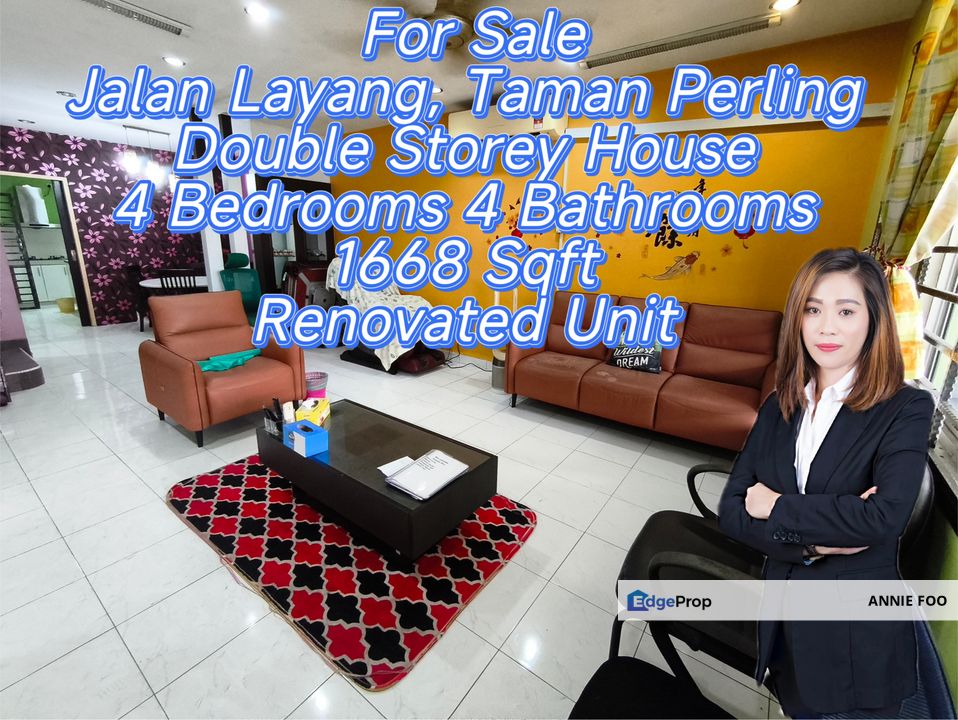 Jalan Layang Taman Perling Double Storey House Partial Furnished, Johor, Johor Bahru