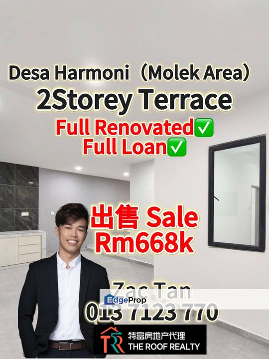 Desa Harmoni（Molek Area）2Storey House for Sale‼️, Johor, Masai