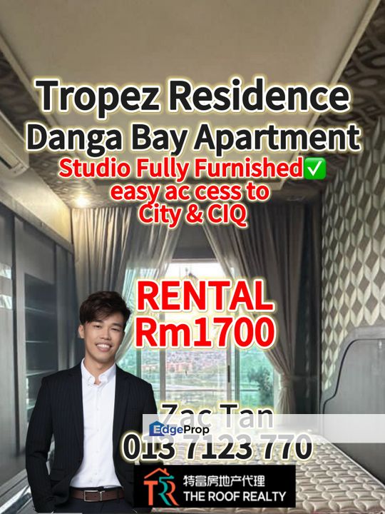 Tropez Residence Danga Bay Studio For Rent‼️, Johor, Johor Bahru