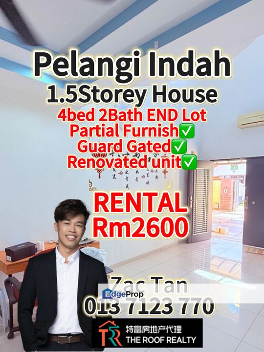 Pelangi Indah 1.5Storey House for Rent‼️, Johor, Ulu Tiram