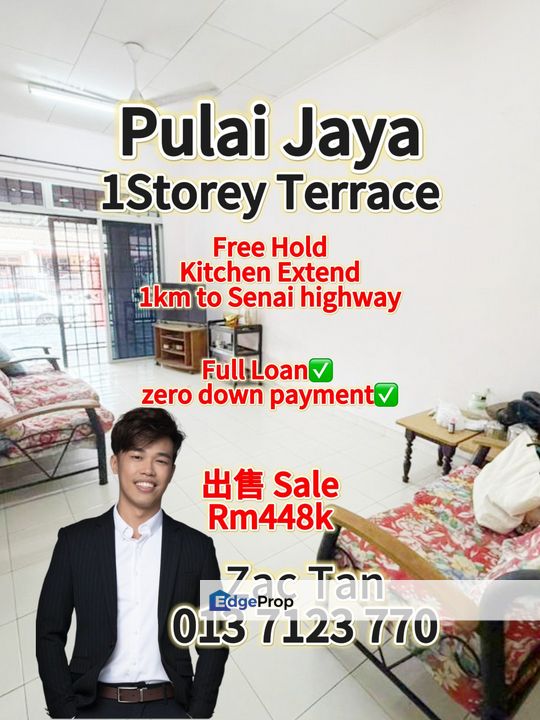 Pulai Jaya 1Storey Terrace for Sale‼️, Johor, Kangkar Pulai