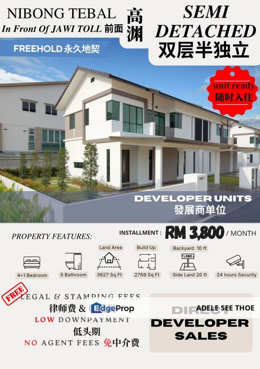 New 2 Storey Semi Detached at Nibong Tebal Jawi Direct Developer, Penang, Nibong Tebal