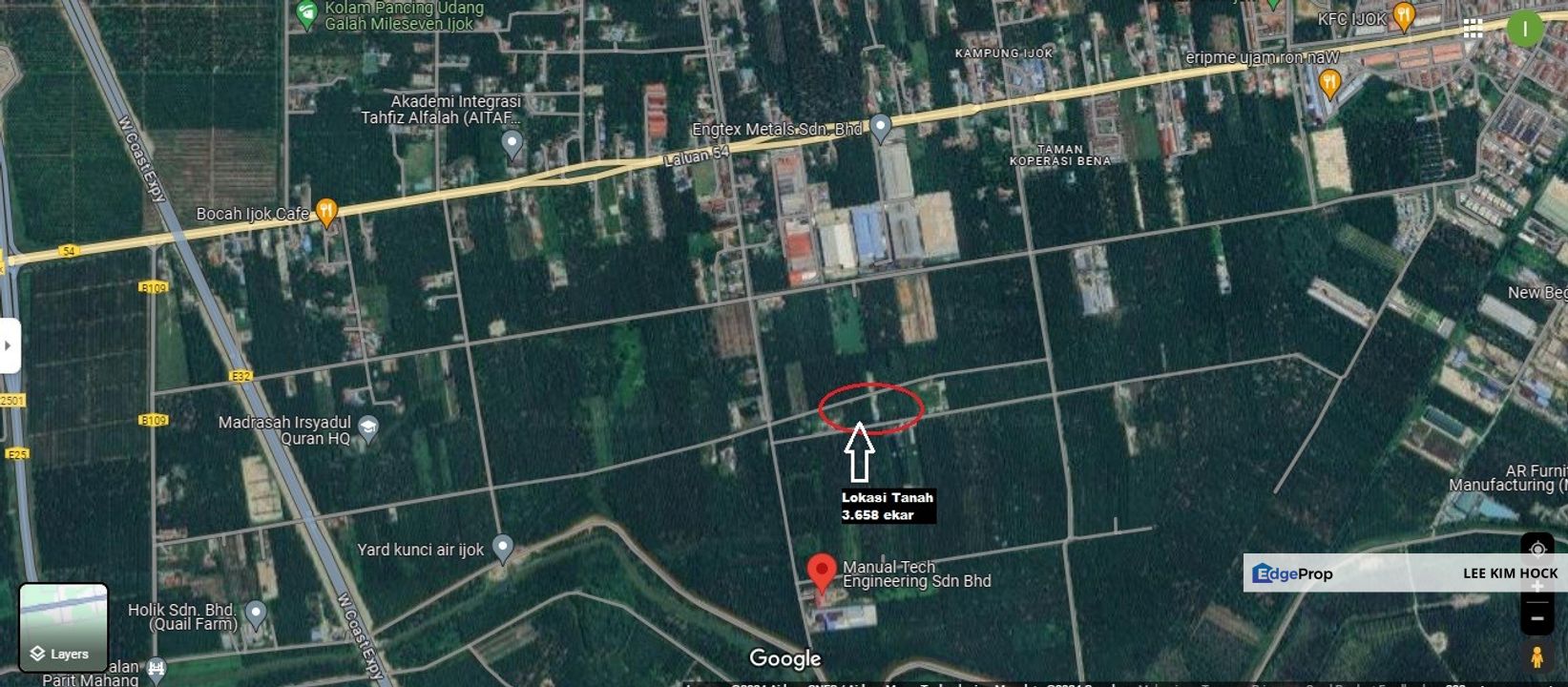 Kampung Ijok, Bestari Jaya, 3.658 acres Agriculture Land For Sale, Freehold, Malay Reserved Land, Selangor, Kuala Selangor