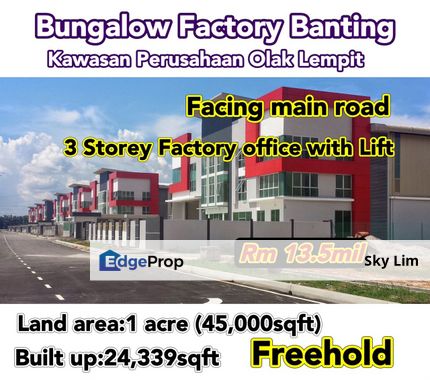 Kawasan perindustrian Olak Lempit , Banting @ Bungalow Factory For Sale, Selangor, Banting