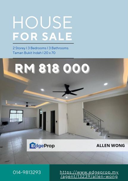 Jalan Indah 29 Double-Storey Terrace at Bukit Indah 29 – Gated & Guarded Community, Johor, Bukit Indah