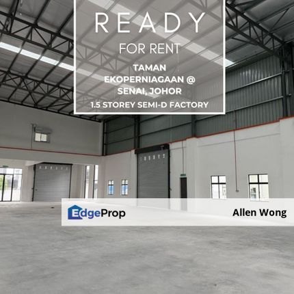Taman Ekoperniagaan Senai Spacious Semi-D Factory with High Ceiling | 3-Phase Power at Prime Location, Johor, Senai