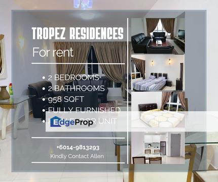 Tropez Residence @ Danga Bay – 2BR, 958 sqft, Fully Furnished, High Floor – RM2500, Johor, Johor Bahru