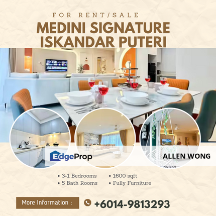 Medini Signature @ Iskandar Puteri – 3+1BR Luxury High Floor Unit, For Sale RM960K / Rent RM4000 – Foreigner Eligible, Johor, Nusajaya