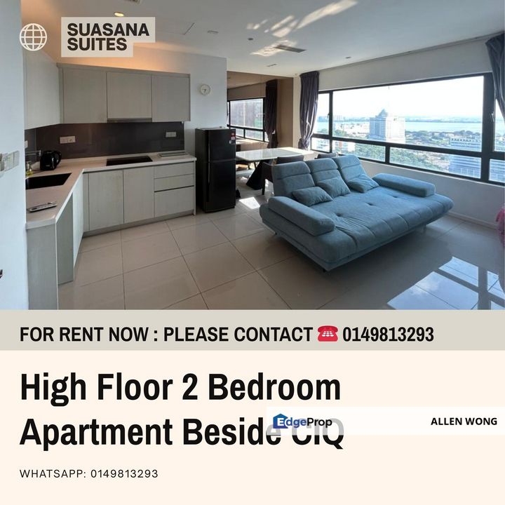 High-Floor Sea View! Partially Furnished 2-Bed Suasana Suites for Rent, Johor, Johor Bahru