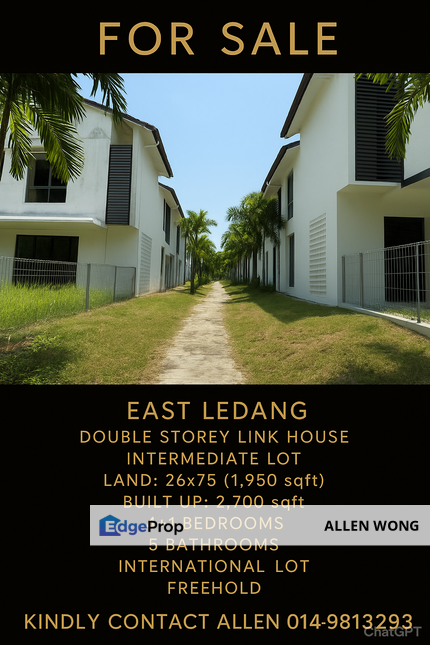 Excellent Value: 2,700 sqft Built-up, Renovated Link House in Prime East Ledang, Johor, Nusajaya