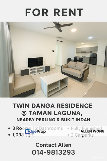 Great Location: Twin Danga 3-Bedroom Unit Near Perling & Bukit Indah, Johor, Johor Bahru