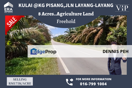 Kulai,Sg Pisang Jln Layang-layang 8Acres Agriculture Land For Sale, Johor, Kulai