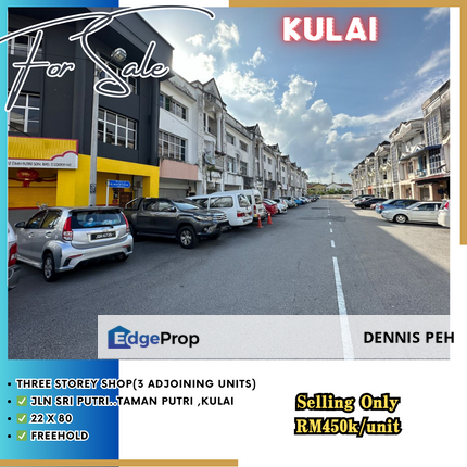 Tmn Putri,Kulai 3-stry Shop For Sale (Have 3 adjoining Units), Johor, Kulai
