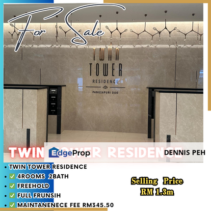 Twin Tower Residence 4rooms Full Furnish For Sale, Johor, Johor Bahru