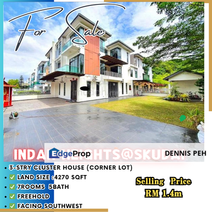 Indah Heights@Skudai Indah 3-stry Cluster House For Sale (Facing Southwest), Johor, Skudai